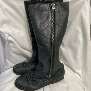 Zigi Soho Mixer Tall Leather Side Zip Boots Dark Gray Size 8